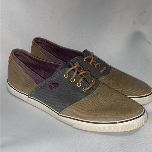 Bass Canvas Sneakers 3156W Olive Blue Purple Sz 9 - Picture 3 of 10